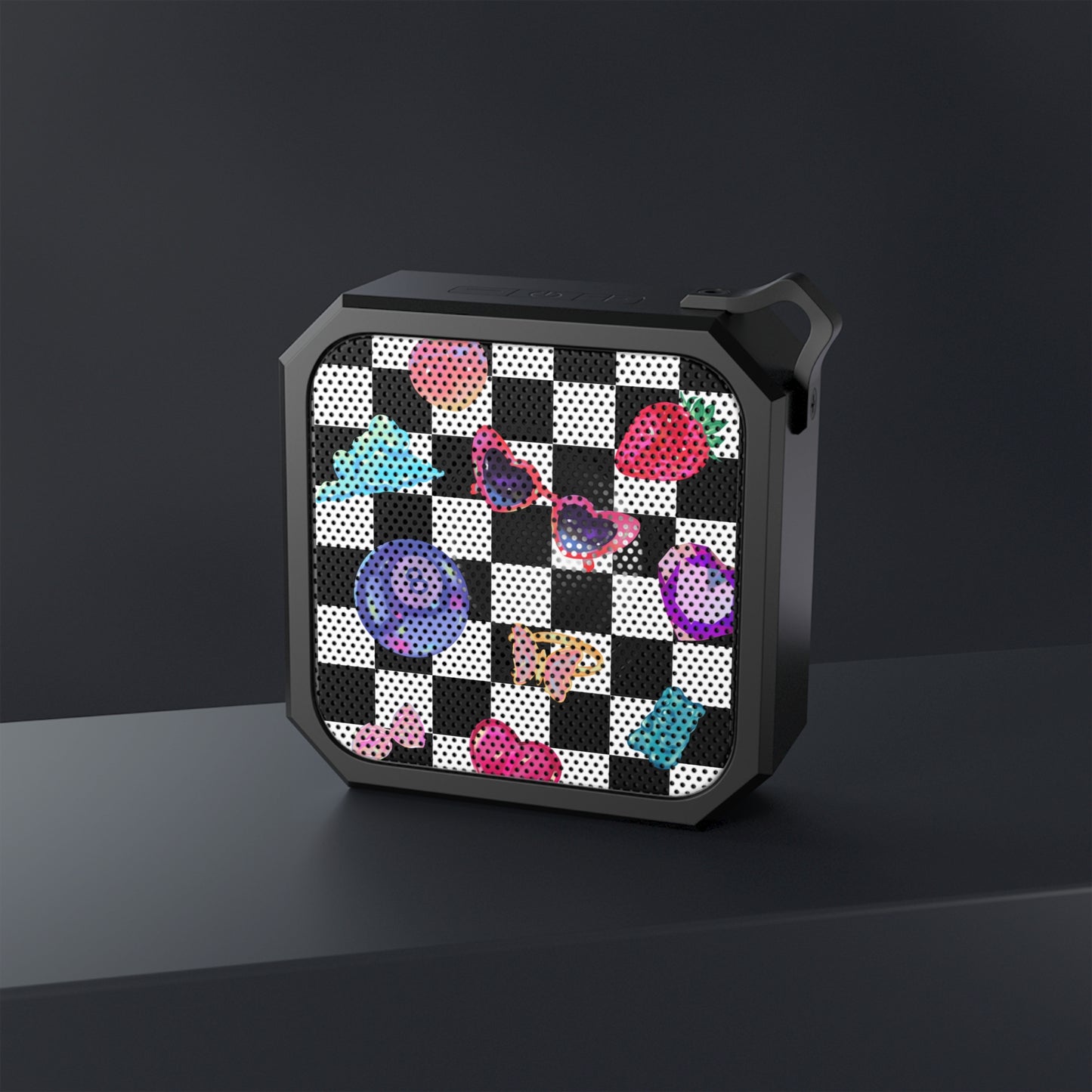 Trendy Outdoor Bluetooth Speaker with Colorful Checkered Design